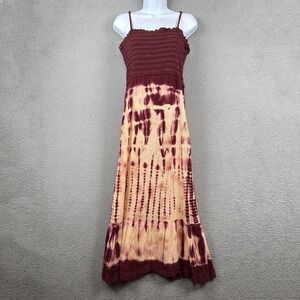 Lucky Brand Dress Womens S‎ Maroon Maxi Tiered Boho Sleeveless Festival Hippie
